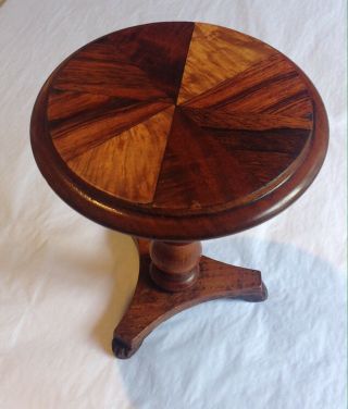 Miniature Antique Apprentice Piece Specimen Wood Marquetry Tilt Top Table