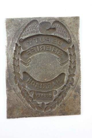 Antique Obsolete Deputy Sheriff Harrison County Ohio Police Badge Die Mold Maker