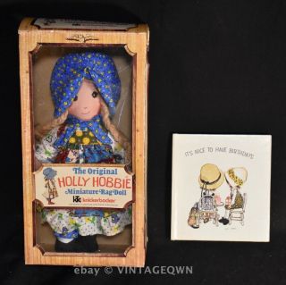 Holly Hobbie Miniature Rag Doll Knickerbocker 1967 Mib With Birthday Book 8.  5 "