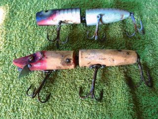 Vintage Heddon Giant Jointed Vamp Plus Extra Fishing Lure 6 1/2 Inches Long