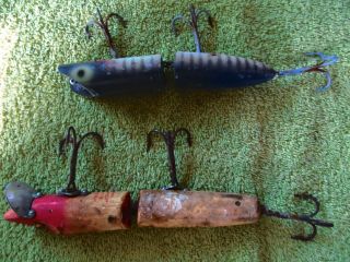 Vintage Heddon Giant Jointed Vamp plus extra Fishing Lure 6 1/2 inches long 2