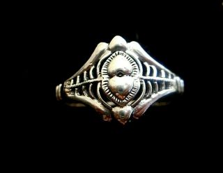 Antique/vintage 1920s Art Deco Sterling Silver Handmade Dbl Heart Ring Sz8.  5