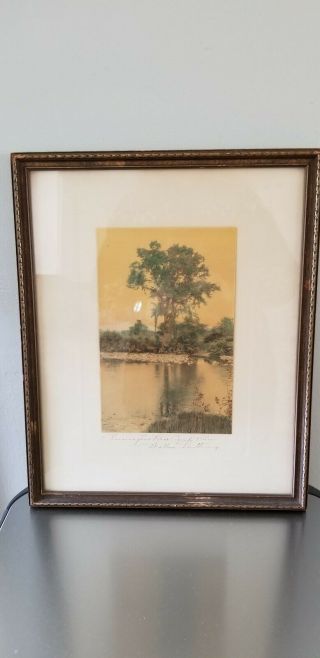 Antique Wallace Nutting Bear Camp River Print Framed