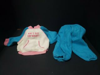 Vintage Playmates Cricket Doll ‘am I Fit Or What?’ 2 Pc Outfit 1986