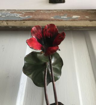 Vintage Painted Flower And Leaf Metal Candle Snuffer Made In Italy