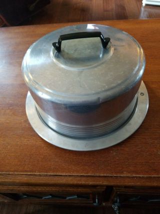 Antique Vintage Retro Metal Cake Carrier Saver Regal Ware Aluminum Locking Lid