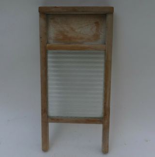 Vintage Antique Glass Ribbed Washboard