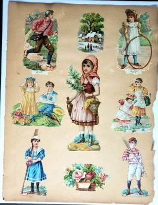 Antique Victorian Doll Cut Outs 2 Pages On Scrap Book Paper Circa 1890 