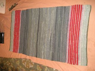 Vintage Braided Striped Woven Rag Multi Color Throw Rug 59 " X 32 "