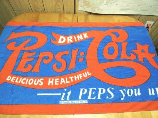 Vtg Pepsi Cola Large Beach Bath Towel Retro Design Rare Pop Cotton Wall Hanging