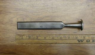 Antique T.  H.  Witherby Bevel Edge Socket Chisel,  1 " X 8 - 7/16 ",  Badly Splayed Socket