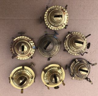 7 Antique Brass Plated Eagle Waterbury Miller Kerosene Oil Lamp Burners
