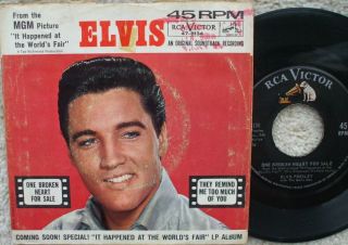 Elvis Presley - One Broken Heart / They Remind Me Too Usa 45,  Rare Ps