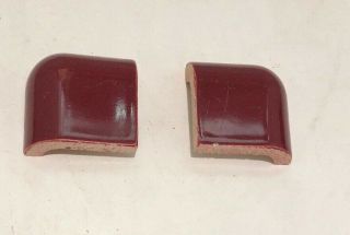 2 " Square Maroon Bullnose Corner Trim Vintage Ceramic Tile 2 Pc Set R23