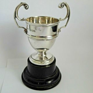 Vintage Hm 1929 Silver Twin Handle Trophy Cup Height 4.  25 Inch 34 Gram Gleaming
