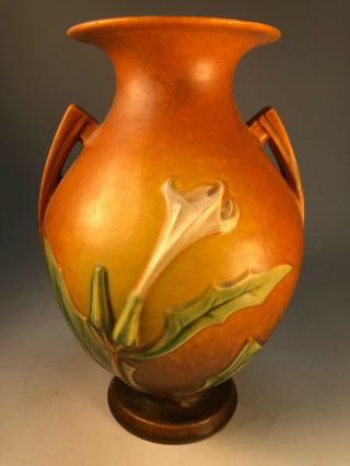 Roseville Thorn Apple Large Handled Vase Rare Arts And Crafts Old Pottery