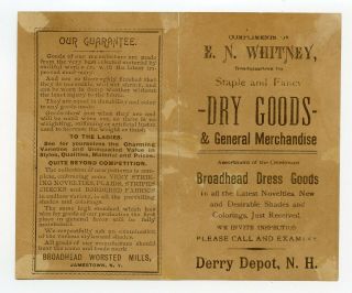 RARE PRESIDENT BENJAMIN HARRISON 1880 ' S TRADE CARD FOLDER BROADHEAD DRESS GOODS 2
