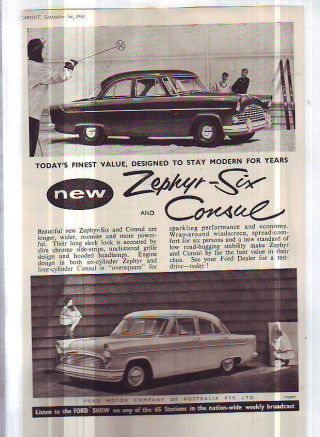 Rare Ford Zephyr Mk 2 Consul Mk 2 Advertisement Laminated 1956