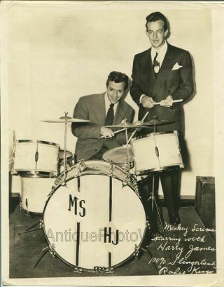 Harry James Jazz Band Leader W Drummer Mickey Scrima Radio Kings Antique Photo