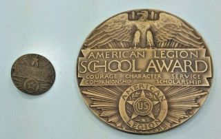 Rare 1925 For God & Country Us American Legion School Award Bronze Medal & Pin