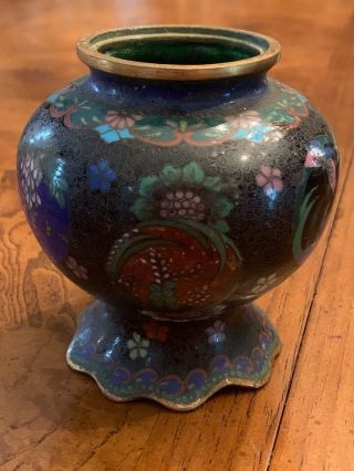 Fine Antique Meiji Japanese Cloisonne Footed Censer Vase Urn