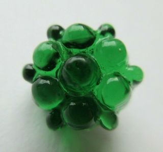 Splendid Antique Vtg Molded Emerald Green Glass Button W/ Swirl Back 1/2 " (q)