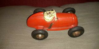 Rare Vintage 1940s Germany Us Zone Tin Toy Wind - Up Micro Race Car Gescha Patent
