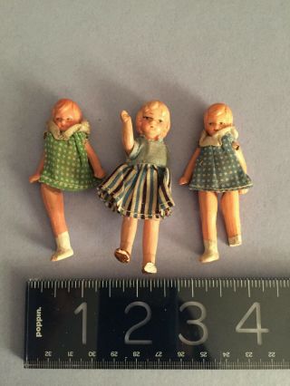 3 ANTIQUE c.  1920s - 30s GERMAN doll house dolls from old SF family estate 2