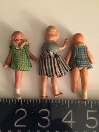 3 ANTIQUE c.  1920s - 30s GERMAN doll house dolls from old SF family estate 3