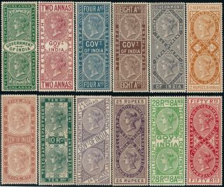 British India 1869,  Qv Victoria,  Um/nh Telegraph Forgery Rare Set Of 12.  E96