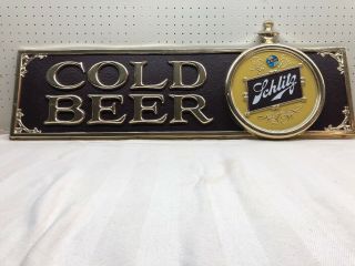 Rare Large Highly Collectible Schlitz Cold Beer Sign Vintage Liquor Sign 1970s