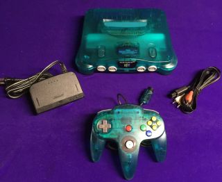 (MB20) VERY RARE NINTENDO 64 N64 FUNTASTIC ICE BLUE SYSTEM COMPLETE / FST SHIPP 2