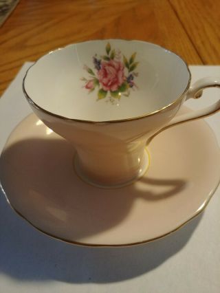 Vintage Aynsley Pink Rose Cup And Saucer And Rare