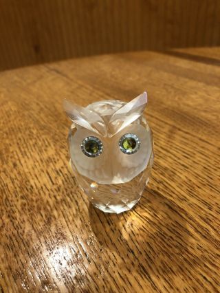 Swarovski Crystal Figurine Large Owl Yellow Eyes Retired Vintage Rare