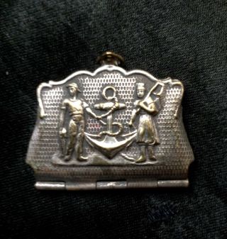 Antique Miniature French Purse Book Locket Charm Pendant Anchor Doll S House