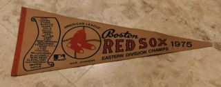 Rare 1975 Boston Red Sox Full Sized Pennant - Yastrzemski,  Lynn,  Fisk,  Rice -