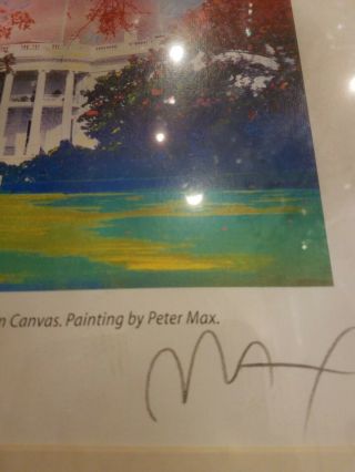 RARE Peter Max THE White House.  mixed media on canvas signed 2
