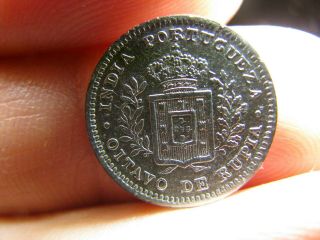 Portugese India Goa 1881 Oitavo De Rupia Rare Coin
