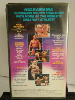 Rare Hulkamania 2 VHS WWF Official Video Wrestling Hulk Hogan Coliseum WCW WWE 2