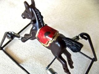 Vintage Dollhouse Miniatures Rocking Horse On Metal Frame With Springs 1/12