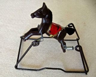 Vintage Dollhouse Miniatures Rocking Horse on Metal Frame with Springs 1/12 2
