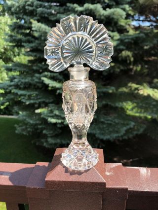 Antique/vintage Art Deco Cut Crystal Glass Perfume Bottle W/ Stopper (006