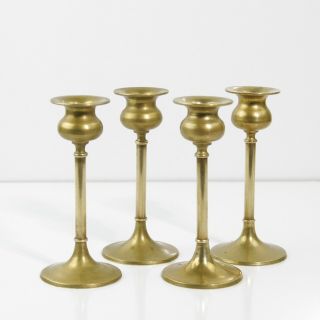 Antique Vintage 4 Solid Brass Candle Holders 6 " Tall