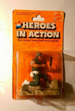 Rare Vintage 1974 Mattel Heroes In Action Military Police Figure With Card