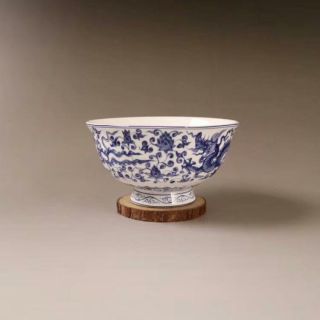 Chinese Old Porcelain Bowl With Blue And White Dragon And Phoenix Porcelain Bowl
