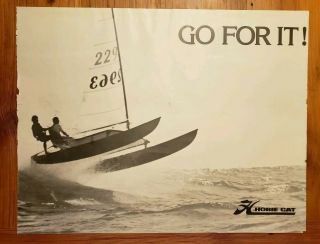 Vintage Large Poster Hobie Cat Catamaran 1970s 80s Go For It