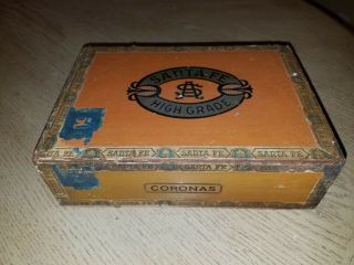 Rare Early 1930s Santa Fe Coronas Wooden Cigar Box Nra Eagle Symbol