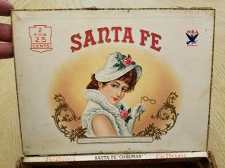 RARE Early 1930s Santa Fe Coronas Wooden Cigar Box NRA EAGLE Symbol 2