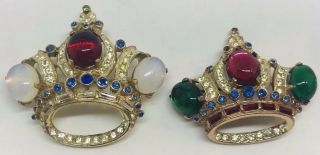 Rare Adolph Katz 1940 ' s Pegasus Coro Craft Sterling Crowns With Gold Vermeil 2