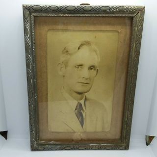 Art Deco Antique Silver Painted Wood Carved Frame,  Vintage Photograph Portrait
